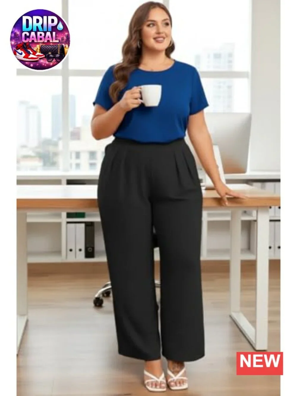 Plus Size Wide Leg Pants Crossover High Waist Pleated Pockets